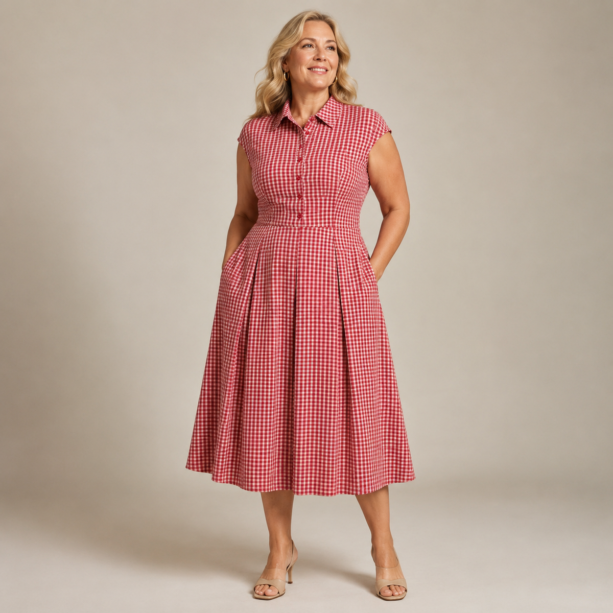 Camille Karierte Kleid – Retro Stil & Feminin Schnitt