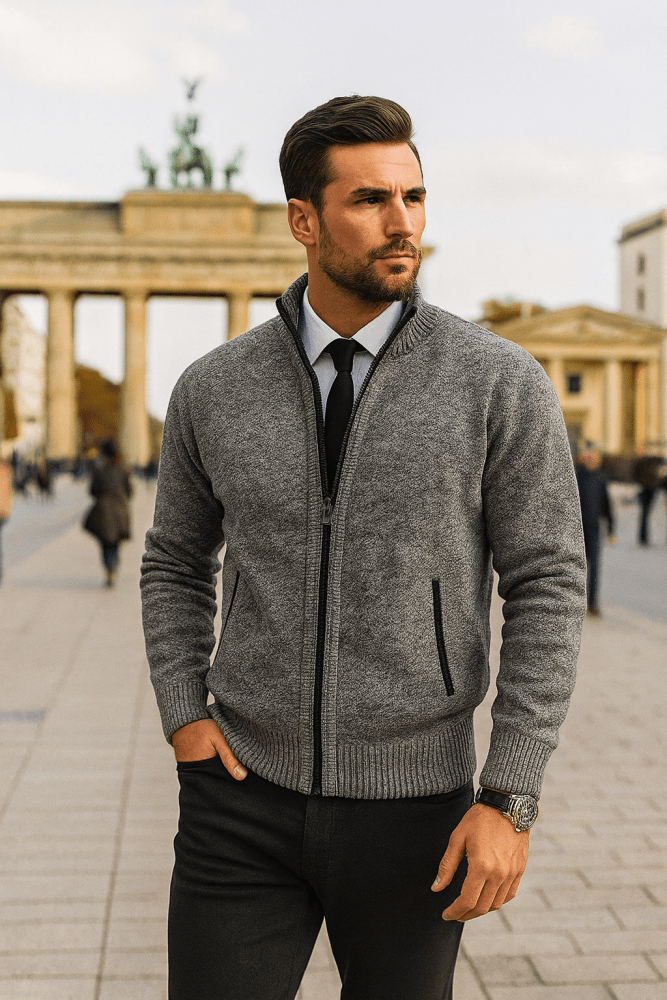 Leon | Eleganter Strickpullover mit Reißverschluss