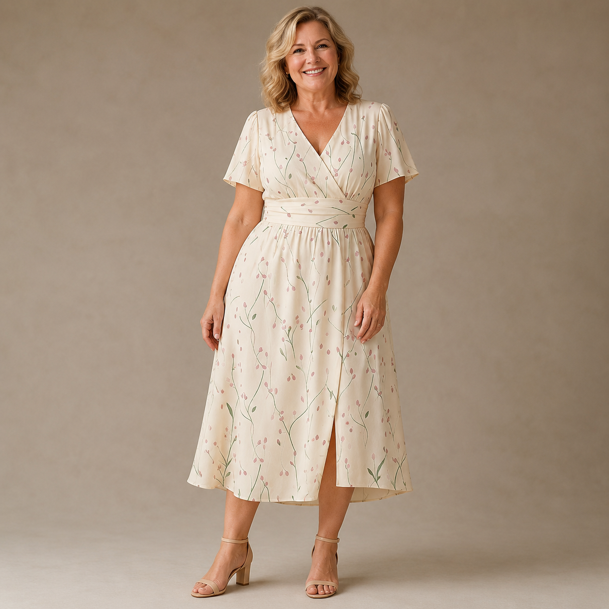 Viviane Midi Jurk — Elegante Print & Tijdloze Pasvorm