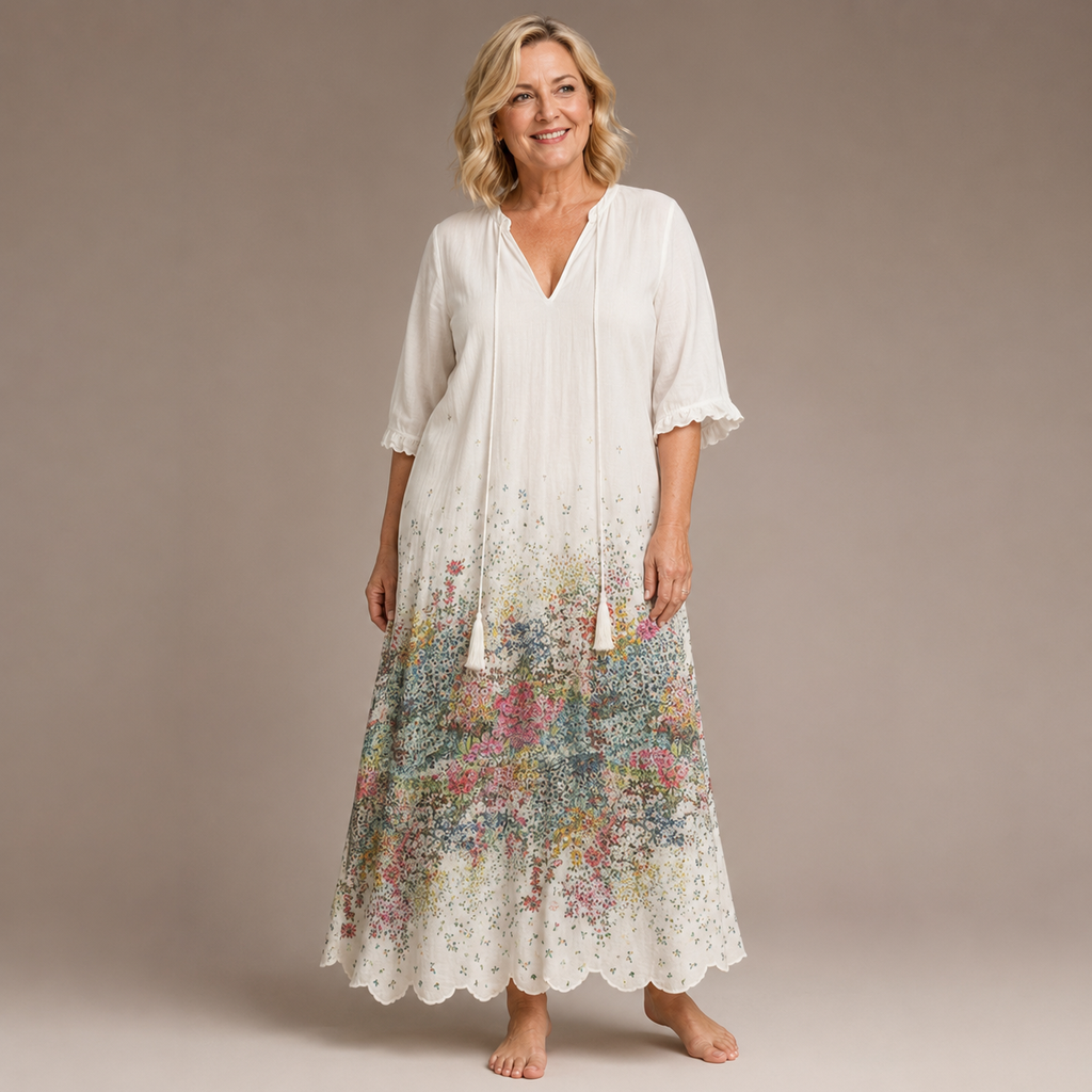 Margaux Flow Jurk — Bloemenprint & Zachte Vrouwelijkheid
