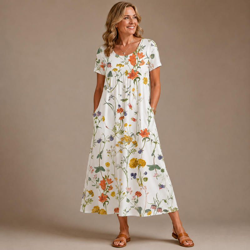 Linavera – Lina Blumenkleid - Leichtes Kleid mit floralen Mustern