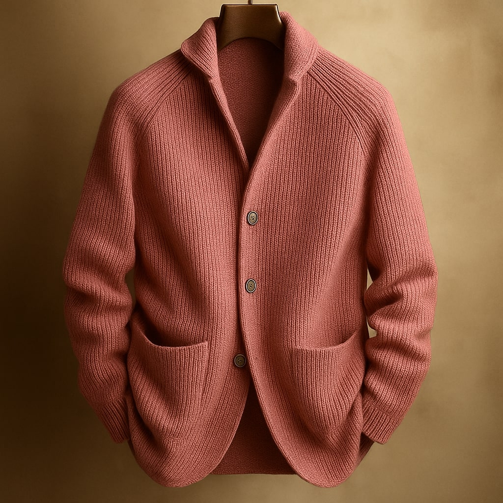 SILVORO | Hochwertige Strickjacke aus Rippenwolle für Herren