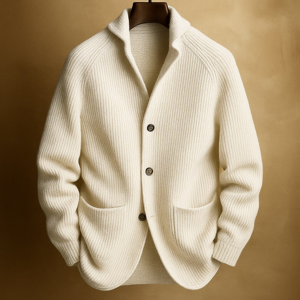SILVORO | Hochwertige Strickjacke aus Rippenwolle für Herren