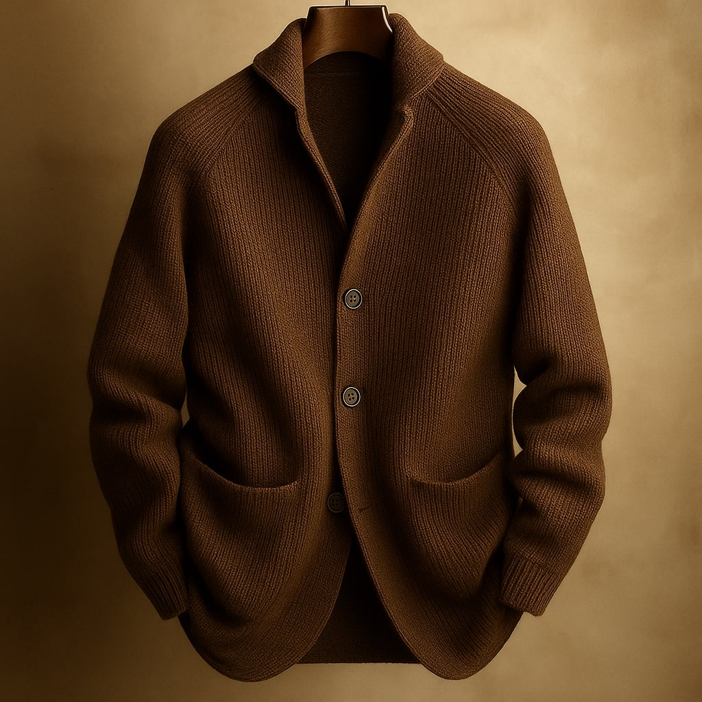 SILVORO | Hochwertige Strickjacke aus Rippenwolle für Herren