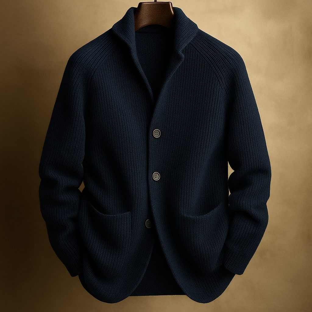 SILVORO | Hochwertige Strickjacke aus Rippenwolle für Herren