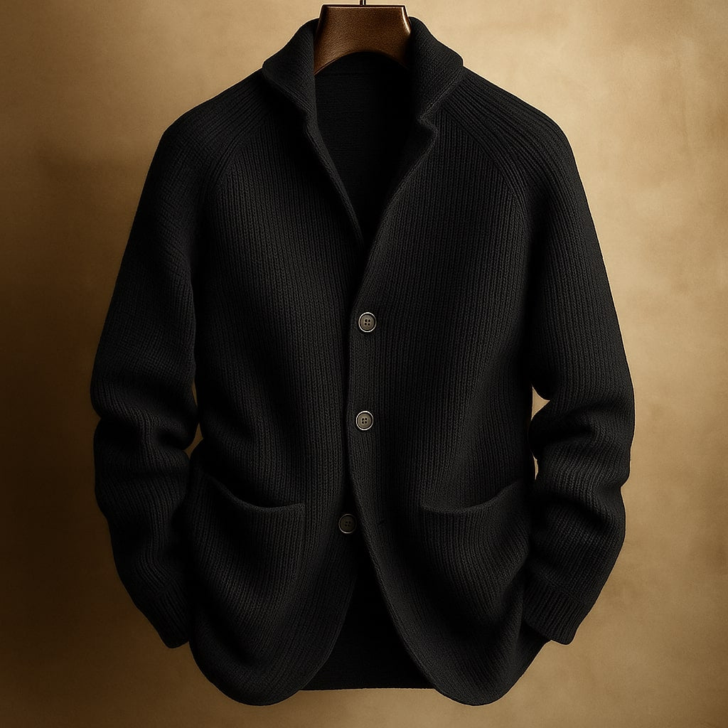 SILVORO | Hochwertige Strickjacke aus Rippenwolle für Herren