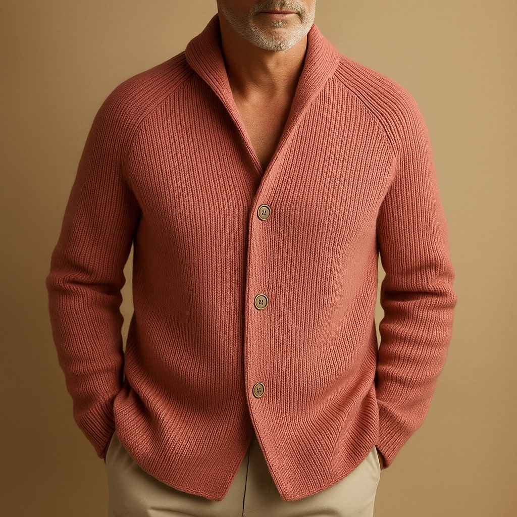 SILVORO | Hochwertige Strickjacke aus Rippenwolle für Herren
