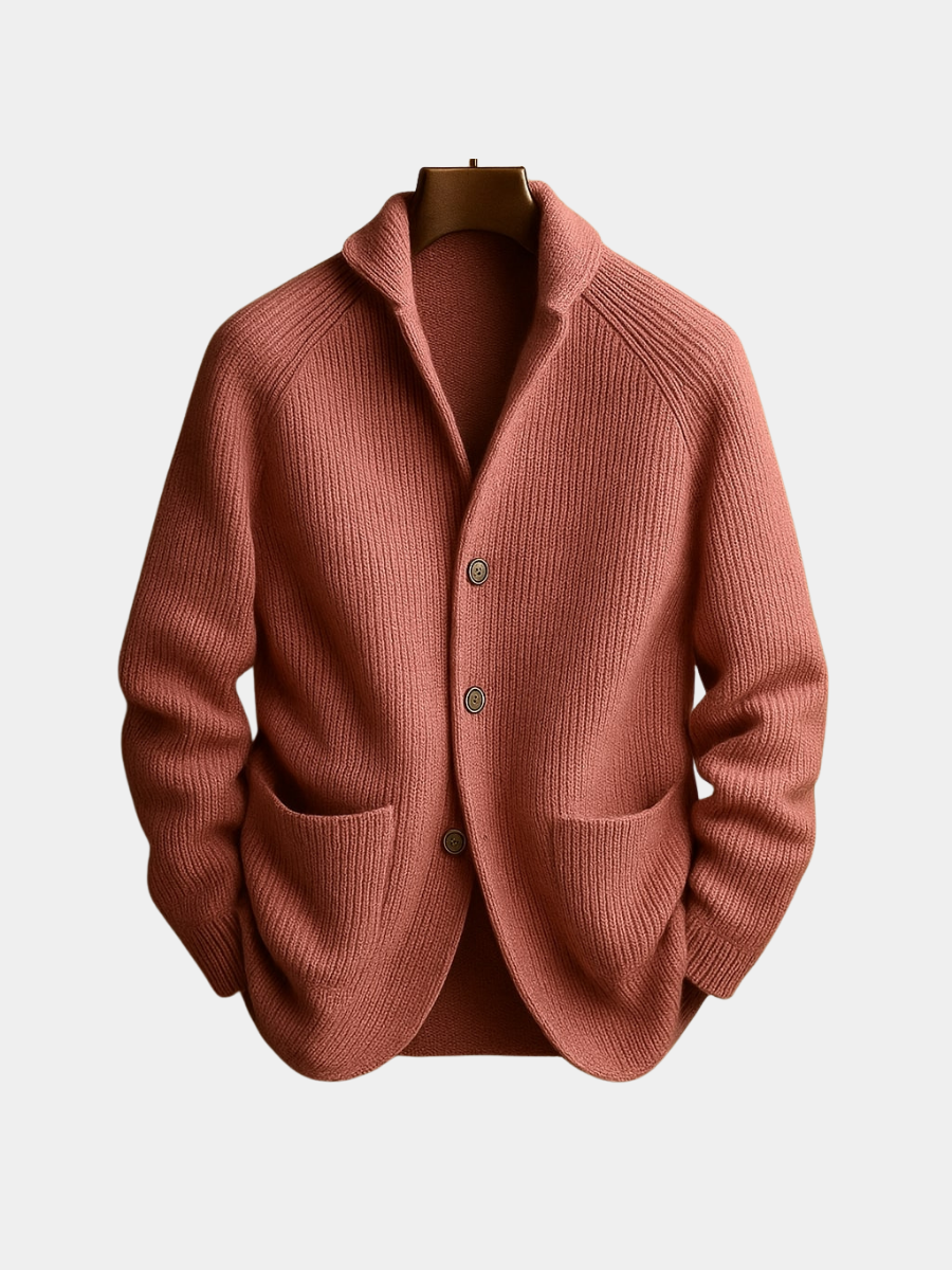 SILVORO | Hochwertige Strickjacke aus Rippenwolle für Herren
