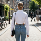 Noé Blouse - Kort, stijlvol, editorial vibe.