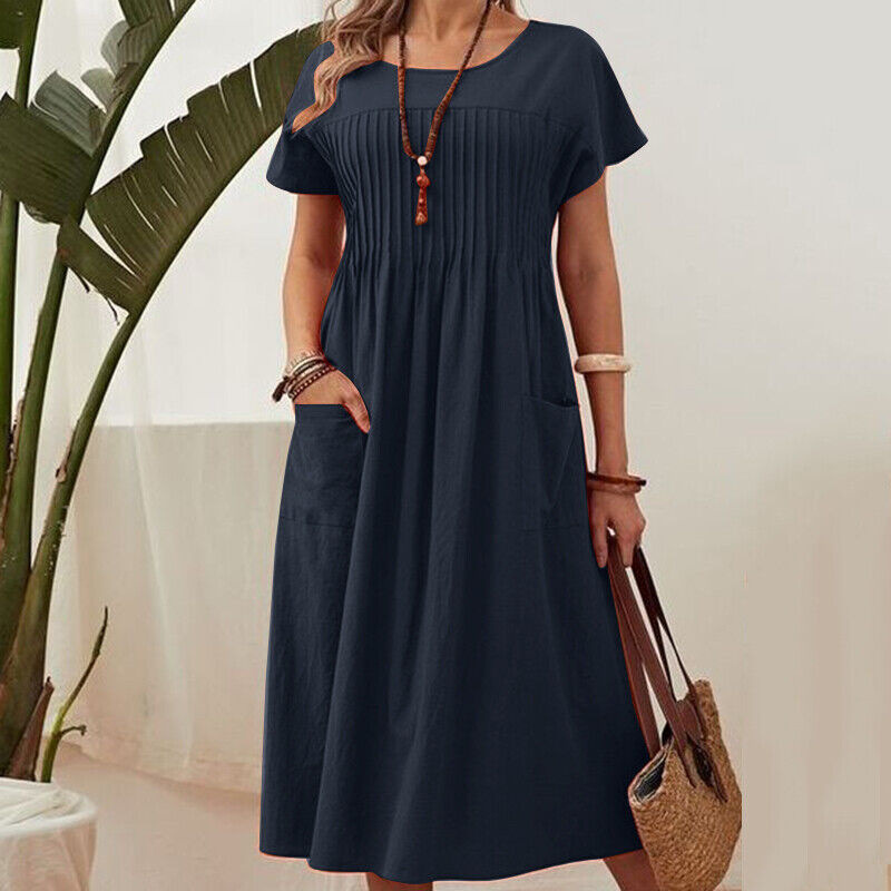 Serena Ease Dress - Komfortkleid mit Falten und Taschen