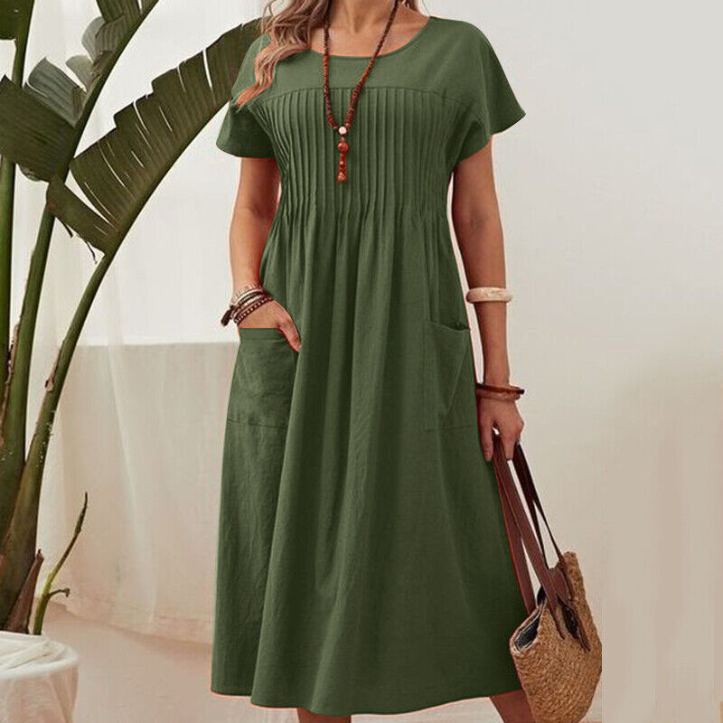Serena Ease Dress - Komfortkleid mit Falten und Taschen