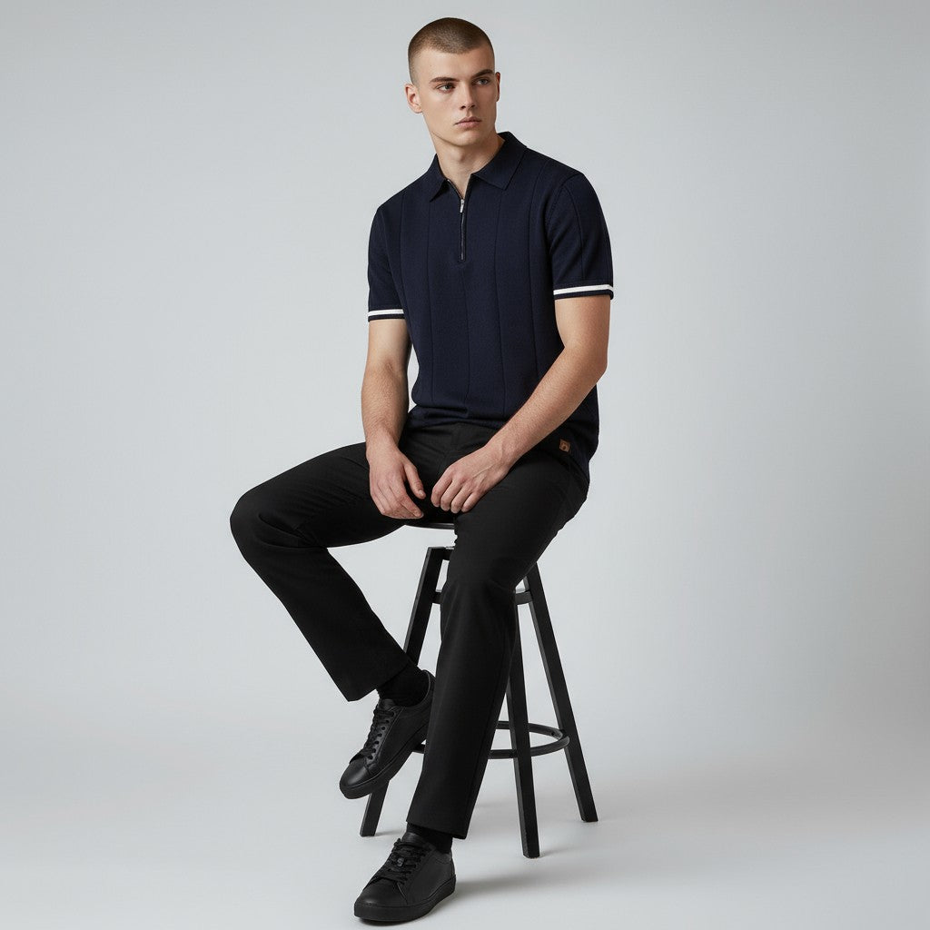 EROS | Edles Polo-Shirt mit vertikaler Textur